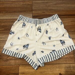Como Sleep Women’s Western Blue and White Pajama Shorts Size Small